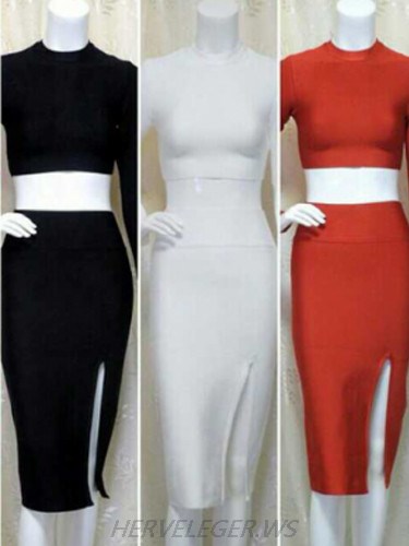 Herve Leger Special Edition Long Sleeved Crop Top Dress