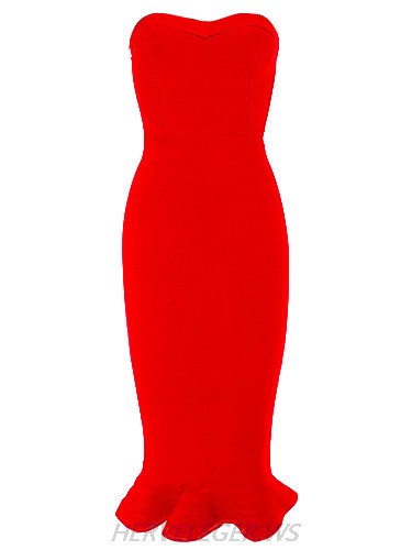 Herve Leger Red Mermaid Dress