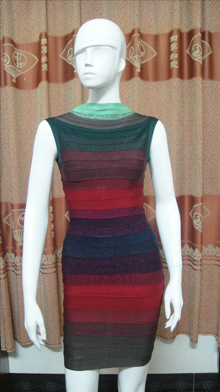 Herve Leger Halter Colorblocked dress