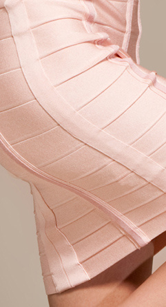 Herve Leger Pink Strapless Halter Bandage Dress