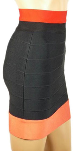 Herve Leger Black Skirt With Orange Waist
