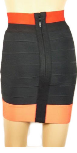 Herve Leger Black Skirt With Orange Waist