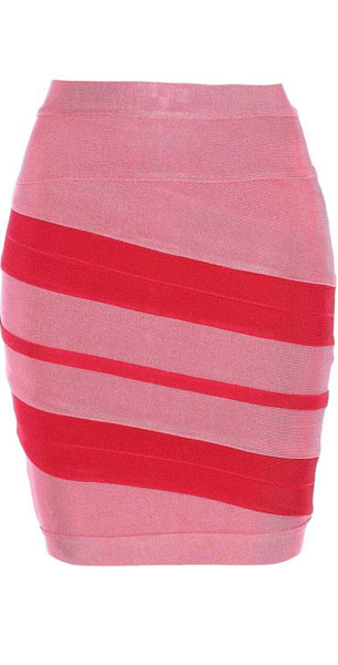 Herve Leger Bqueen Short Skirt Pink And Red