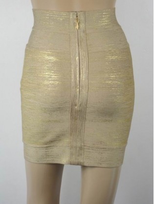 Herve Leger Exclusive Gold Foil Bandage Skirt