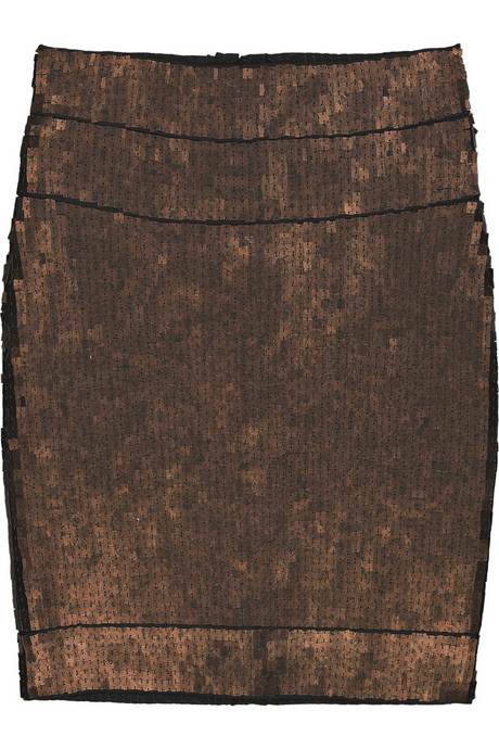 Herve Leger Metallic Sequined Mini Skirt