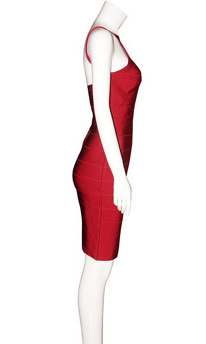 Kim Kardashian Herve Leger Red Cutout Dress