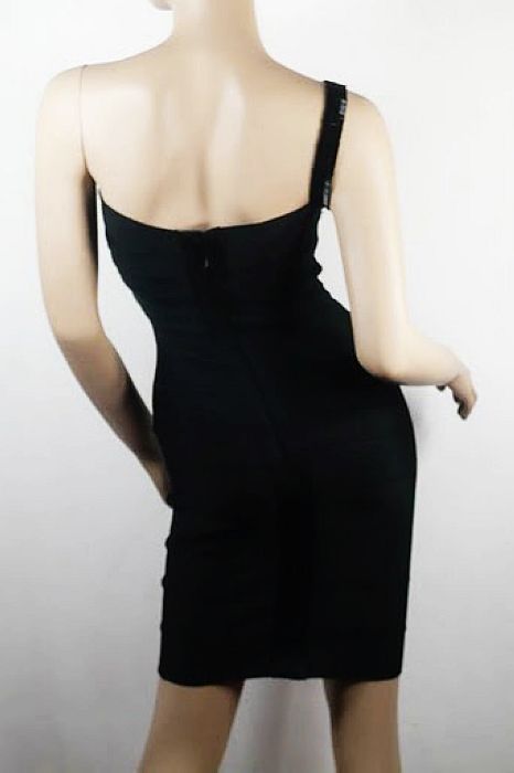 Leona Lewis Dress Herve Leger Black One Shoulder Bandage Dress