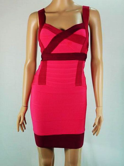 Lucy Mecklenburgh Dress Herve Leger Pink And Red Striped Dress