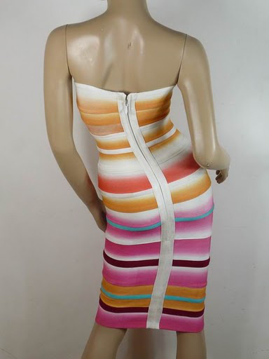 Rebecca Romijn Dress Herve Leger Strapless Colorblock Bandage Dress