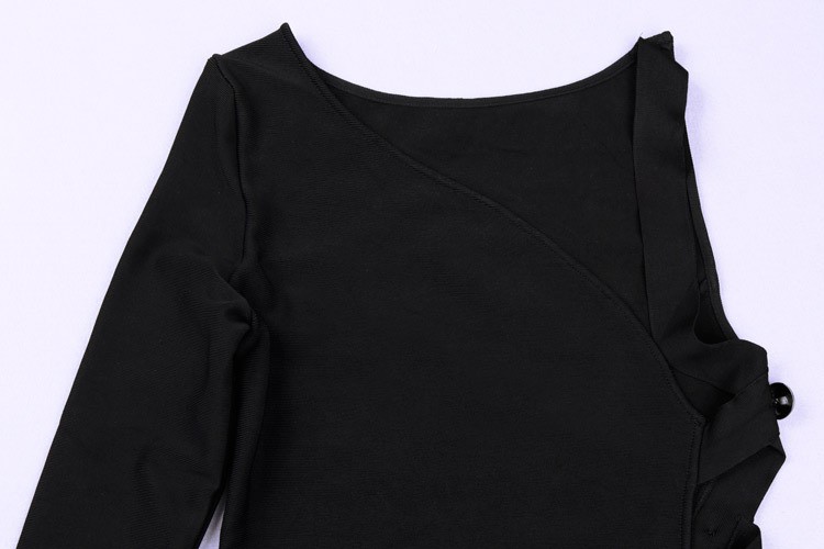Herve Leger Black New Fashion One Shoulder Cutout Dress