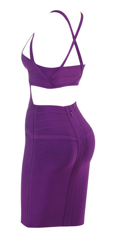 New Fashion Deep V Neck Purple Cocktail Dress