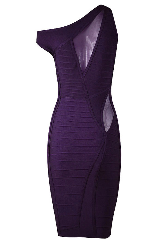 Herve Leger Black And Purple Multi Color Beaded Dress