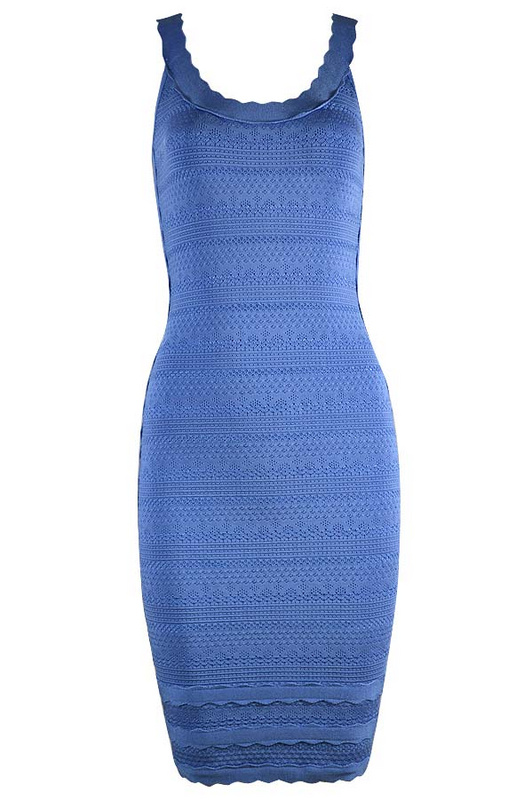 Herve Leger Blue Red And Gray Multicolor Sleeveless U Neck Dress